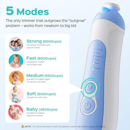 COSLUS C52 Baby Nail Trimmer Rechargeable, CPC Certified & Quiet, Baby Blue