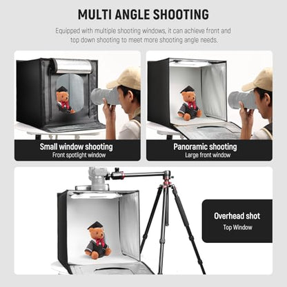 NEEWER Upgraded Photo Studio Light Box, 24"x24" Portable Mini Folding Product Photography Lightbox, 160LEDs 4 Backdrops Dimmable Glare Free Picture Booth Shooting Tent for Jewelry Electronics, LP60