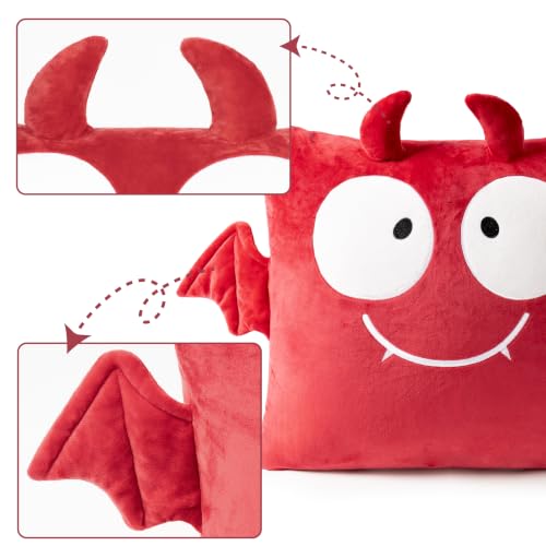 AELS Halloween Cute Monster Pillow Covers 18x18 Inch, Set of 2, Plush Spooky Throw Pillow Covers, Soft Decorative Cushion Cases for Couch Sofa Bedroom, Gothic Halloween Home Decor, Black and Red