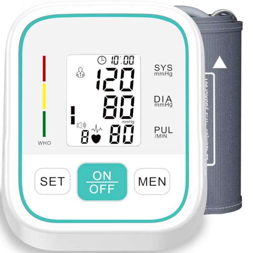 Blood Pressure Monitor,Automatic Digital BP Machine with Large LCD Display,Adjustable Blood Pressure Cuff for Home Health Monitoring with 2×99 Sets Memory, Green