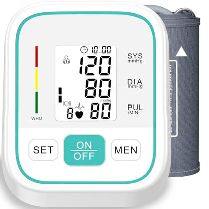 Blood Pressure Monitor,Automatic Digital BP Machine with Large LCD Display,Adjustable Blood Pressure Cuff for Home Health Monitoring with 2×99 Sets Memory, Green