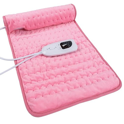 Heating Pad Electric Heat Pad, Hot Heated Pad,Moist Heat Heating Pad Moist and Dry Heat,Multiple Temp and Timer Settings (Light pink, 24"X12")
