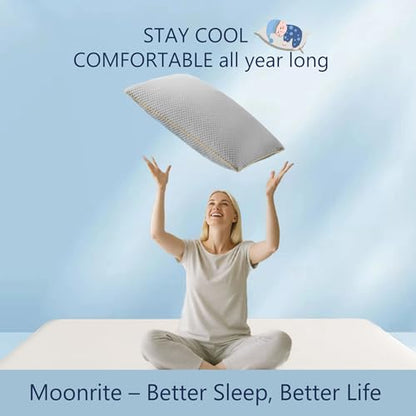 Moonrite Cooling Queen Pillows 2 Pack,Shredded Memory Foam Pillow 50x75cm