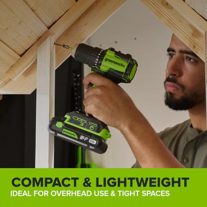 Greenworks 24V Cordless Brushless Combo 400 in-lbs Drill/Driver +1950 in-lbs Impact Driver +6.5" Circular Saw +200LM Flashlight, 2.0Ah + 4.0Ah Batteries (24,000mAh Power Bank) and 65W USB-C Charger