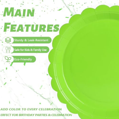 120pcs Lime Green party plates cups and napkins for 40 Guests