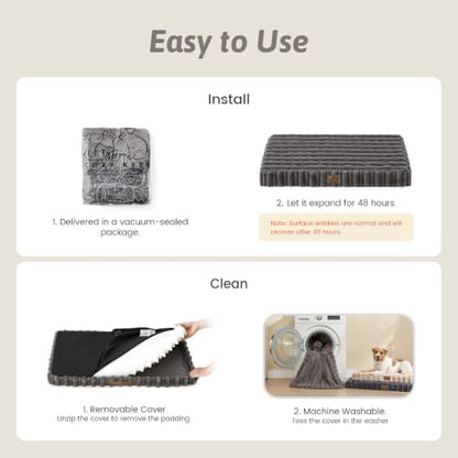 COZY KISS Orthopedic Washable Dog Bed for Puppies & Cats, Removable, Grey