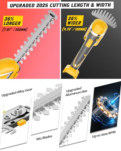 Rozlchar Cordless Hedge Trimmer & Grass Shears Handheld Compatible for Dewalt 20V Battery(No Battery), Lightweight 7.87'' Electric Hedge Trimmer 4.7" Grass Cutter Combo for Lawn, Backyard, Garden