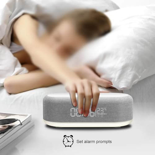 4 in 1 Wireless Charger with Alarm Clock Digital, 15W Wireless Fast Charger Station for iPhone/Samsung/Pixel,LED Display with Temperature,3 Dimmable Night Light and USB Charger (White)