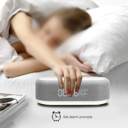 4 in 1 Wireless Charger with Alarm Clock Digital, 15W Wireless Fast Charger Station for iPhone/Samsung/Pixel,LED Display with Temperature,3 Dimmable Night Light and USB Charger (White)
