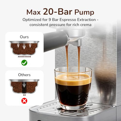 Canoly 2-in-1 Espresso Machine & Cold Brew Maker, 20 Bar, Stainless Steel