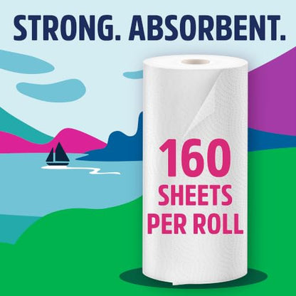 Bonterra Responsibly Sourced Paper Towels, Strong & Absorbent, 3=6 Mega Rolls, 160 Sheets per roll = 480 Total Sheets, Plastic Free Packaging