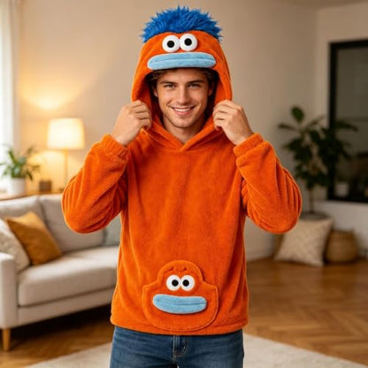 Big Mouth Monster Hoodie Adult Men Fuzzy Sherpa Pullover Halloween Costumes