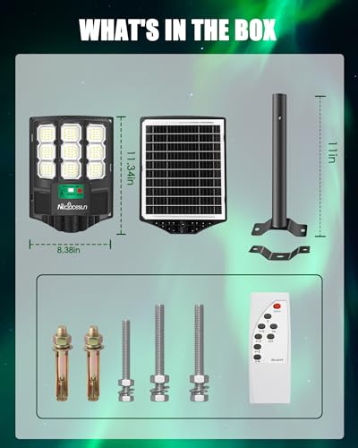 Solar Lights Outdoor 12000LM -6500K Solar Street Light, IP66 Waterproof Solar Flood Lights Outdoor with Motion Sensor & Dusk to Dawn, Solar Motion Sensor Light Outdoor Easy Installation, Pack of 2