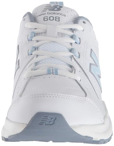 New Balance Women's 608 V5 Casual Comfort Cross Trainer, White/Light Blue, 9 M US