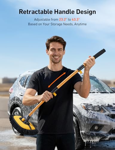 AstroAI Car Wash Brush, Long Handle Mop with Rotating Head, Cleaning Kit