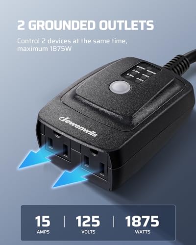 DEWENWILS Outdoor Timer for Lights, 100FT Remote Control with 2 Outlets