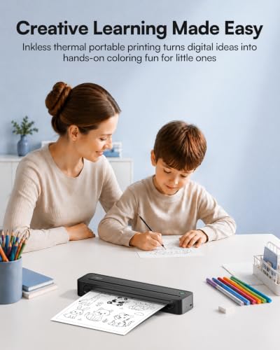 ETIKEZ Portable Printer for Travel, D90E Thermal Printer with Case, Black