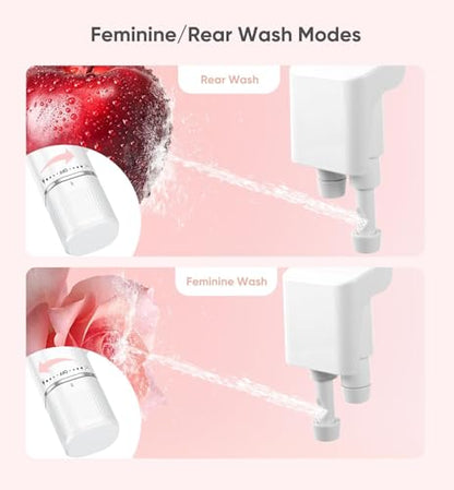 Ultra-Slim Bidet Attachment, Posterior&Feminine Wash-(Retractable Dual Nozzles), Non-Electric Bidet Attachment for Toilet Seat, Adjustable Fresh Cold Water Pressure, Stainless Steel Inlet (White)