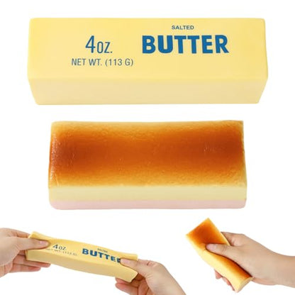 Sinbana Squeeze Butter Toy, PU Funny Slow Rising Butter Stick & Cheese Squeeze Toy for Office School Home Anxiety Relieving and Decompression Imitation Gifts