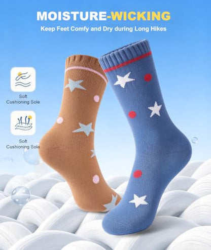 SIMIYA 5 Pairs Merino Wool Socks for Women Warm Extra Thick Winter Thermal | Super Warm for Cold Weather, Cozy Soft, Moisture-Wicking, Reinforced Toe, Crew Hiking Socks for Work Daily, Fun Cute Design