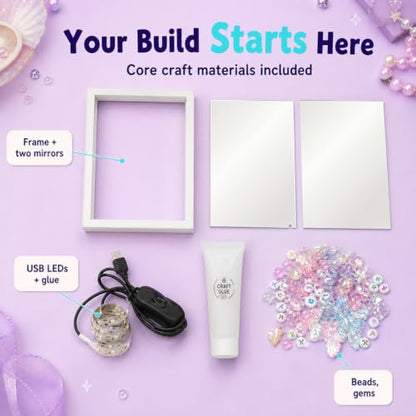 DIY Infinity Mirror Kit - Girls Crafts 8-12 Years Old DIY Kit with Lights & Custom Letters - Birthday Gift for Girls Ages 6 7 8 9 10 11 12, Educational STEM Toys for Kids, STEM Toys for 5+
