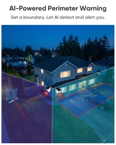 blurams 4K Ultra Security Cameras Wireless Outdoor with 5W Solar Powered | 12000mAh Battery, AOV 24/7 Recording, On-Device AI/Tracking, Perimeter Alarm, 2.4/5GHz WiFi 6, Works with Alexa