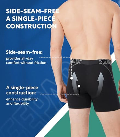 Separatec Dual Pouch Underwear for Men Moisture Wicking Breathable and Soft Men's Underwear Boxer Briefs with Fly 3 Pack