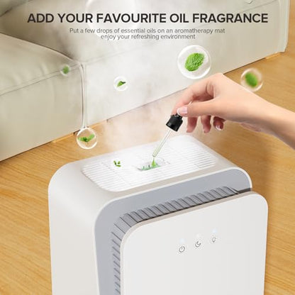 Dehumidifier for Home, 1000 sq.ft Portable Dehumidifier with Aromatherapy, Auto Shut Off, Ultra-Quiet Sleep Mode, 7-Color Light for Bedroom Bathroom Basement Closet,White
