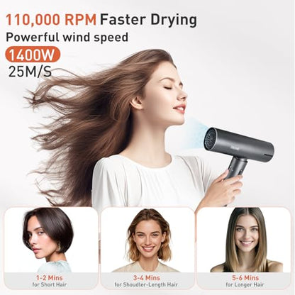 TANSHINE Ionic Hair Dryer, High-Speed Blow Dryer for Travel