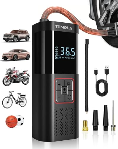 TEMOLA Tire Inflator Portable Air Compressor, Digital Car Tire Pump 150 PSI