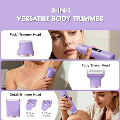 Electric Bikini Trimmer for Women - Tiovara Painless Electric Shaver,Cordless Electric Razors IPX7 Waterproof Pubic Hair Removal with USB Charge Dock for Bikini Underarm Leg Arm Body Face Silk Skin