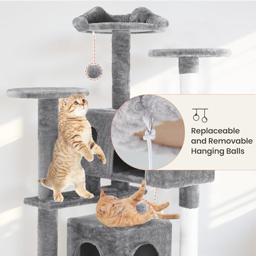 Sweetcrispy 138cm Cat Tree Tower with Scratching Posts, Indoor Use