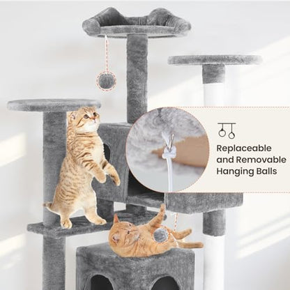 Sweetcrispy 138cm Cat Tree Tower with Scratching Posts, Indoor Use