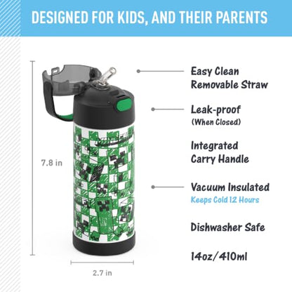 THERMOS FUNTAINER Water Bottle with Straw, 14oz, Minecraft