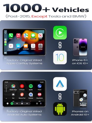 2026 Mini Wireless CarPlay & Android Auto Dongle for Car Stereo Receivers | Wired to Wireless Car Play with Gold-Plated USB A/C, Fast Stable Auto Reconnect, Plug and Play, Compatible with iPhone