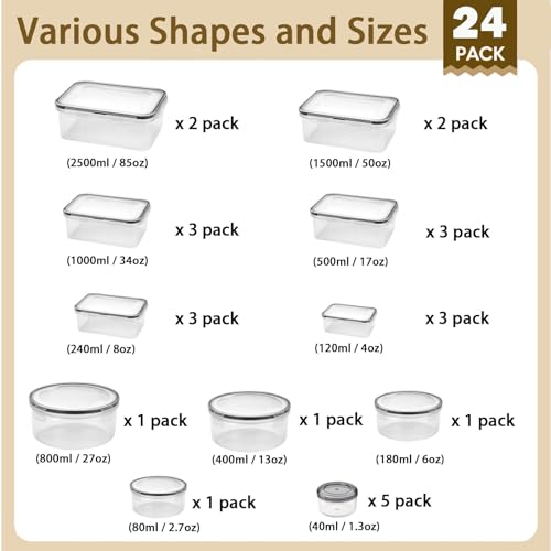 50-Piece Large Airtight Food Storage Containers with Lids(25 Containers & 25 Lids),Food Savers,BPA-Free Plastic Food Containers, Leak Proof Meal Prep Container for Meal Prep(MicrowaveDishwasher Safe)