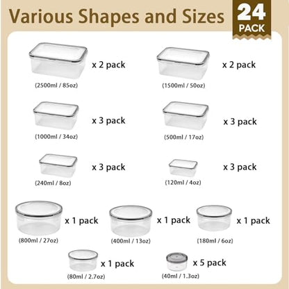 50-Piece Large Airtight Food Storage Containers with Lids(25 Containers & 25 Lids),Food Savers,BPA-Free Plastic Food Containers, Leak Proof Meal Prep Container for Meal Prep(MicrowaveDishwasher Safe)