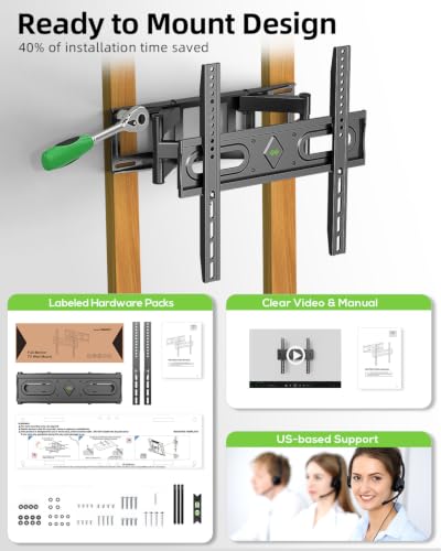 USX MOUNT Full Motion TV Wall Mount for 32-65 Inch TVs up to 110 Lbs