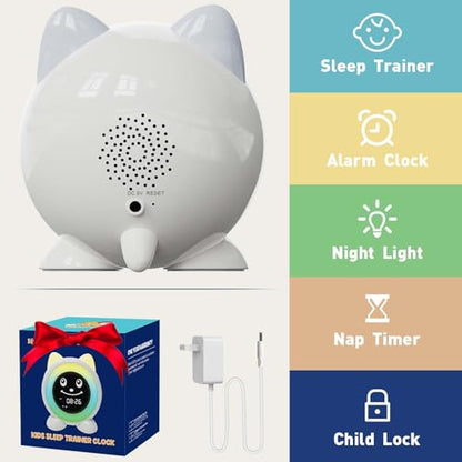 I·CODE Time to Wake Kids Alarm Clock, Toddler Sleep Training Clock | Night Light & Nap Timer, Gift for 2-10 Years Old Children Boys Girls