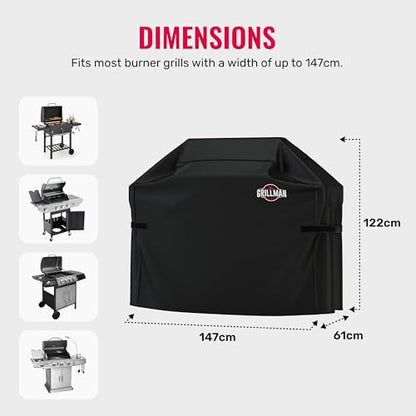 Grillman Heavy-Duty BBQ Cover, Gas Grill Cover for Weber Spirit, Weber Genesis, Char Broil, Nexgrill. Rip-Proof, Waterproof (58 x 24x 48 inches, Black) BBQ Covers