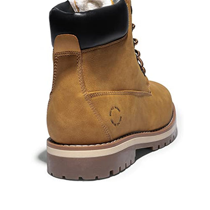 Bruno Marc Men's Winter Boots Snow Boots,Yellow-Fur,8 | Warmth,Cushioning,Confident Traction,Comfort,Ankle Boots,Winter,Fall,Outdoor,Casuals