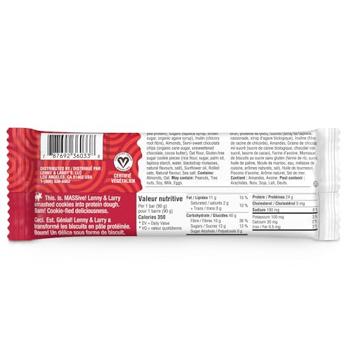 Lenny & Larry's BIG BAR Chocolate Chip Cookie Dough, 24g Protein