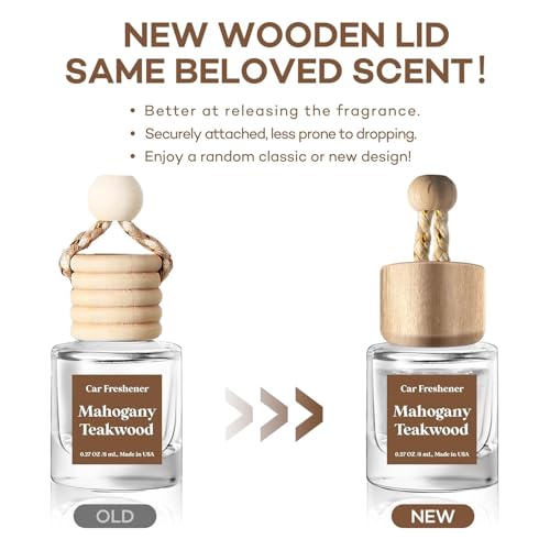 C Classy Car Air Freshener Hanging 2 Pack, Mahogany Teakwood Essential Oil Diffuser for Car, Car Air Freshener Cute, Long Lasting Fragrance, Car Air Fresheners for Women & Men Gift, Made in USA