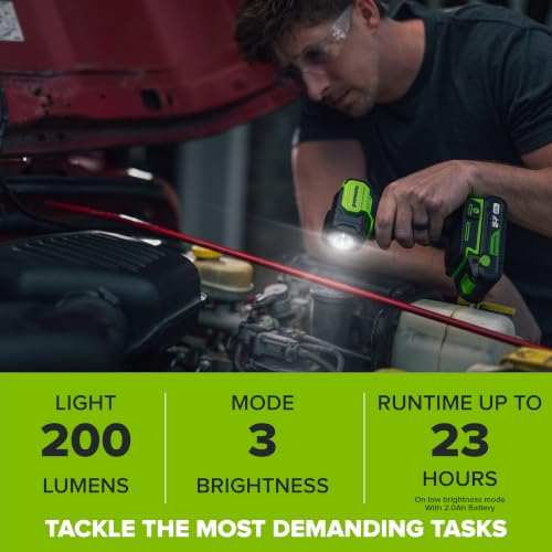 Greenworks 24V Cordless Brushless Combo 400 in-lbs Drill/Driver +1950 in-lbs Impact Driver +6.5" Circular Saw +200LM Flashlight, 2.0Ah + 4.0Ah Batteries (24,000mAh Power Bank) and 65W USB-C Charger
