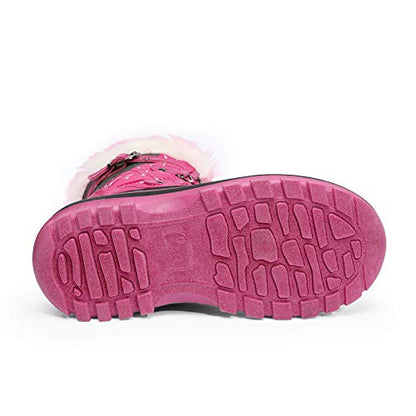 DREAM PAIRS Kids Waterproof Winter Snow Boots,Fuchsia,1 Little Kid