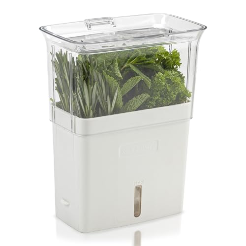 Cole & Mason H105159 Tealby Fresh Cut Herb Keeper, Herb Pot/Storage/Herb Saver/Box, Acrylic, Includes Removable Dividers, 2 Year Guarantee,White/Clear (H) 230mm x (W) 185mm x (D) 120mm