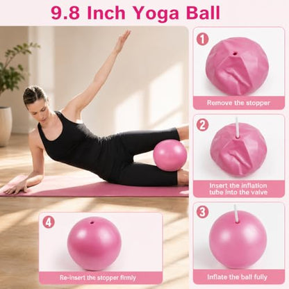 15 Pcs Pilates Kit for Women, Spopal Better Me Pilates Kit with Yoga Ball, Ring, Resistance Bands, Stretching Strap, Sliding Disks, Pilates Essential Equipment for Home (Pink)