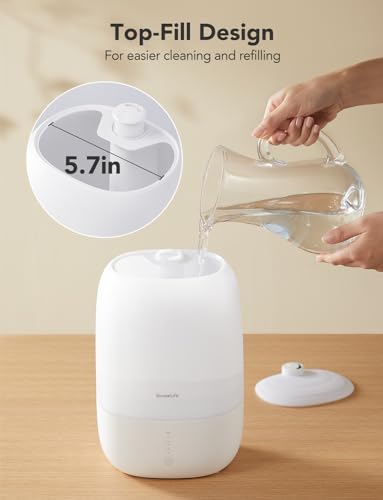 GoveeLife Smart 3L Humidifiers for Bedroom, Top Fill Cool Mist with Essential Oil Diffuser, Humidity Control, WiFi Air Humidifier with Night Light, 360° Nozzle, for Baby, Plants, Home, Work with Alexa