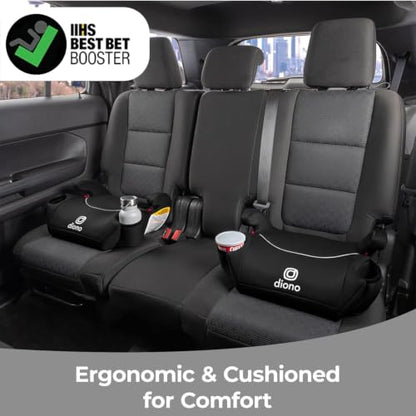 Diono Solana 2022, No Latch, Pack of 2 Backless Booster Car Seats, Lightweight, Machine Washable Covers, Cup Holders, Black Charcoal