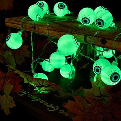 Décoration d'Halloween pour intérieur et extérieur : Guirlande lumineuse de 5 m avec 30 LED en forme d'yeux